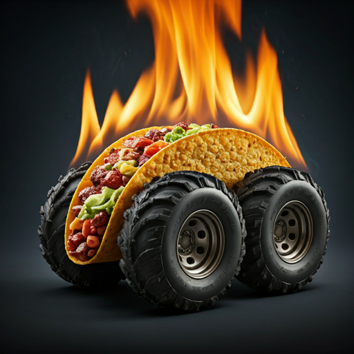 Flaming Taco with Mud Tires